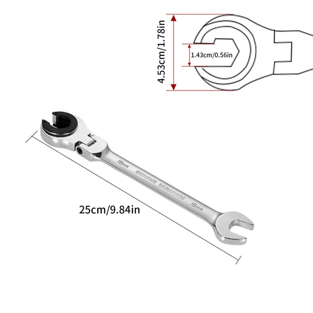 Ensemble de Clé à Cliquet Métrique à Tête Ouverte, Clé à Cliquet, Clé à Cliquet Métrique avec 72 Dents, Ensemble de Clé à Cliquet en Acier au Vanadium pour Tubes