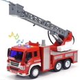 thumbnail image 1 of Fire Truck Toy with Lights and Sounds, 10.5" Friction Powered Car Fire Engine Truck with Water Pump, Sirens and Extending Ladder Firefighter Toy Truck, 1 of 5