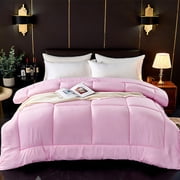 Meitianfacai Quilt Comforter, Bed Quilt Large - Quilted All Season Down Quilt With White Lightweight Quilt Angled Label - Machine Washable Large 59x 79 Inches,Pink