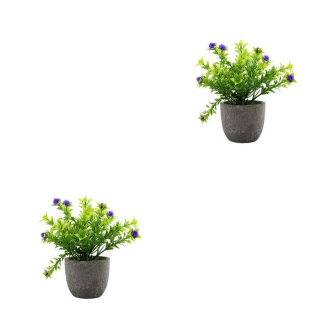 Decodeary Green Eco-friendly Artificial Money Tree In Pot Long-lasting Durability Realistic Appearance purple babysbreath 2Set