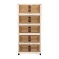 thumbnail image 1 of Intexca Armoire de Rangement Pliable à 5 Niveaux avec Roues, Organisateur Vertical Empilable en Plastique avec Portes Transparentes, outil-Free Assembly, Beige/blanc, 1 of 6