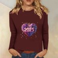 thumbnail image 1 of Styesk Chemises à Manches Longues pour Femmes Nouvel An T-shirt Décontracté Imprimé Col Rond Manches Longues, 1 of 4