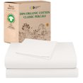 thumbnail image 1 of California Design Den XL Twin Sheet Set - 100% Organic Cotton Sheets, Crisp Percale, Durable Bedding Set - True Ivory, 1 of 10