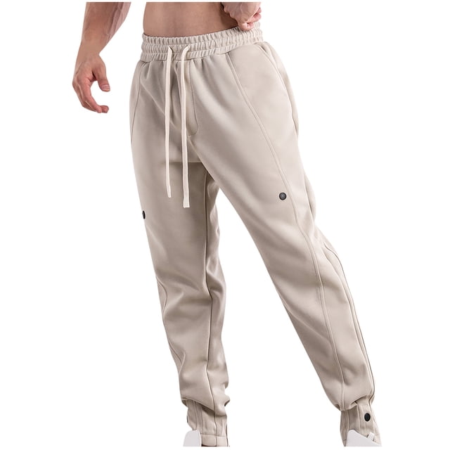 FAIWAD Mens Sweatpants Elastic High Waist Drawstring Workout Joggers Pants Button up Outdoor Trousers