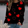 thumbnail image 1 of Qertyioot T-Shirt Graphique de la Saint-Valentin pour Femmes à Manches Longues, Pull Fin Imprimé Décontracté Col Rond, 1 of 5