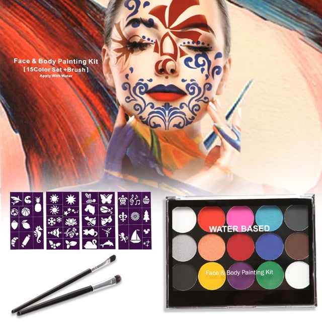 Body Paint Makeup, Face Painting Makeup Kit Child Friendly 2 Brushes for Home