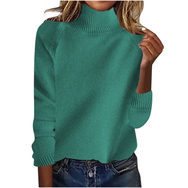 Chbgutlmr Womens Sweaters Raglan Long Sleeve High Neck Loose Casual Pullover Fall Winter Turtleneck Tops Sweater