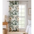 thumbnail image 1 of Vargottam Peony Botanical Print Sheer Georgette Curtains for Windows & Small Doors - Set of 2 Panels, 72" Long, Grommet Top, Printed Light Filtering Drapes for Living Room or Study, 1 of 9