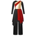 thumbnail image 3 of inlzdz Tenues de Danse Métalliques pour Filles Robe de Culte à Manches Longues avec Pantalon Ensemble pour Performance de Choeur Rouge 12, 3 of 7