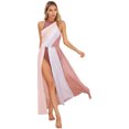 thumbnail image 1 of iiniim Robe de Danse Lyrique pour Femmes à Dos Nu à Blocs de Couleur Robe Maxi Fluide pour Ballet Moderne Contemporain Rose Poudré TTG, 1 of 7