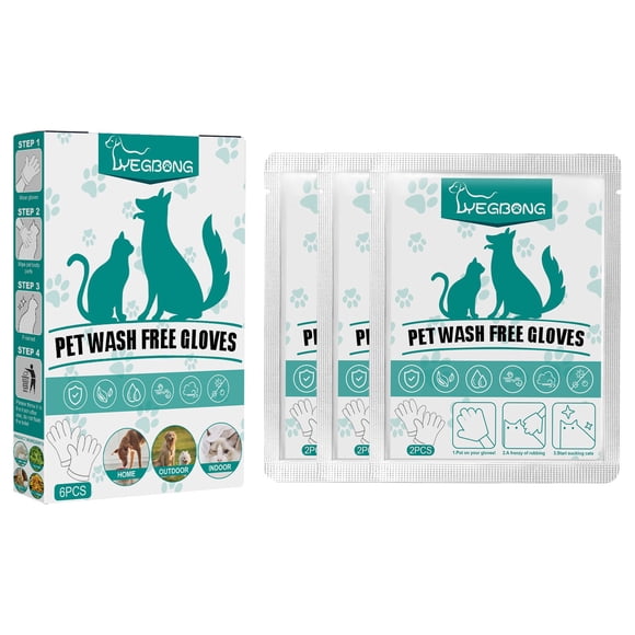 Pet Grooming Gloves for Cats and Dogs – Easy To Use Bathing and Grooming Tool Gentle Drying Ideal Pet Wipes Soft Reusable Pampering Accessory 6PCS