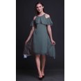 thumbnail image 3 of Bimba Blue Leaves Printed Womens Cold Shoulder Tunic Party Round Neck Shift Dress - Small, 3 of 6