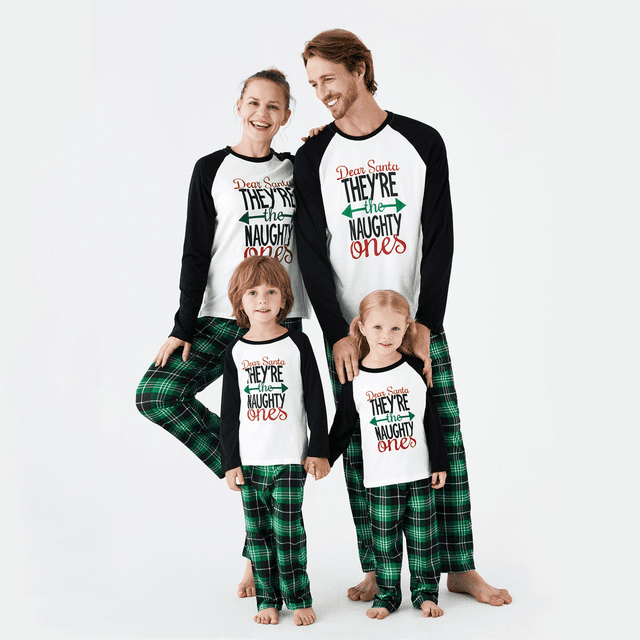 PatPat Christmas Letter Contrast Top and Plaid Pants Family Matching ...