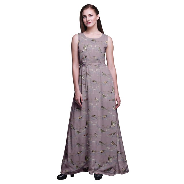 Bimba Robe Longue Débardeur Maxi pour Femme à Col Rond Imprimée, Robe de Soirée - Très Petit