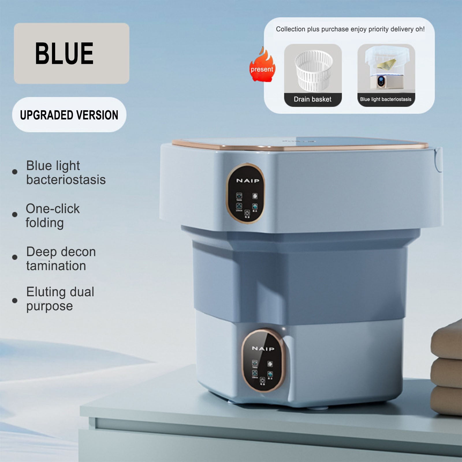 TopLLC Machine Wash Small Washing Machine Portable Home Folding Underwear Underwear Washing And Stripping Integrated Lazy Folding washing machine