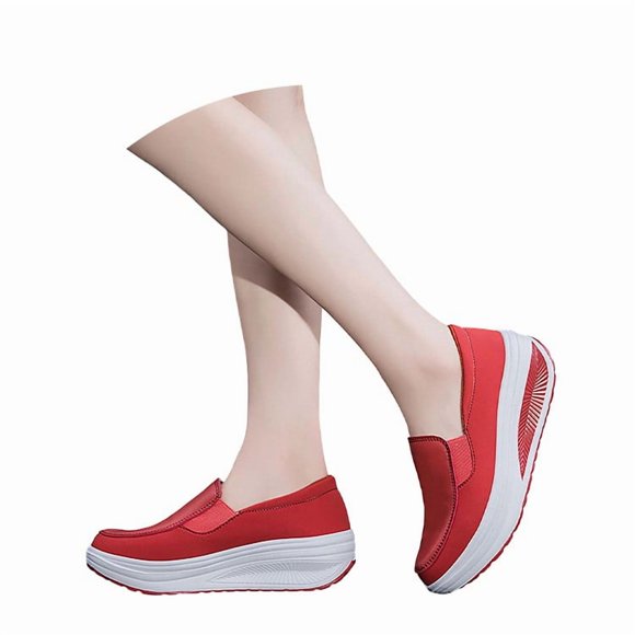 NOKIO Mocassins à Talon Compensé en Cuir pour Femmes - Chaussures à Enfiler à Plateforme avec Bout Rond, Semelle Antidérapante Légère pour un Confort Décontracté et au Travail