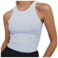 thumbnail image 1 of MIASHUI Women's Tops Sleeveless Full Length Ribbed Basic Tank Top Women Clothing,Blue,L, 1 of 4