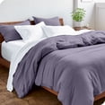 thumbnail image 1 of Bare Home Housse de Couette Sablée - Ultra Douce - Premium 1800 Collection - Ensemble 3 Pcs - Grand Lit, Violet Poussiéreux, 1 of 7