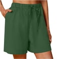 thumbnail image 1 of VEKDONE Summer Cotton Linen Shorts for Women Elastic High Waisted Wide Leg Pants Summer Loose Fit Drawstring Short Pants Solid Color Half Pant with Pockets, 1 of 6