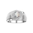 thumbnail image 1 of RYLOS Mens Rings Sterling Silver Ring 6X4MM Oval Shape Gemstone & Diamond Ring Opal October Birthstone Rings For Man Silver Rings, Size 10, 1 of 7