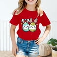 thumbnail image 2 of LUOGENLI T-Shirt pour Filles Enfants Été Chaud Imprimé T-Shirt Filles Mignon Pâques Imprimé Manches Courtes T-Shirt Hauts pour Filles Tendance Mini Rouge 3-4 Ans, 2 of 4