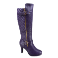 thumbnail image 1 of Bottes à Talon Haut à Fermeture Éclair à Bout Rond Décontractées pour Femmes Dames Mode (Violet, 10), 1 of 5