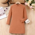 thumbnail image 4 of HXWCHs Robe Trapèze Filles Coupe Ajustée Robe Moulante Hiver Chaude Extensible Col Roulé Manches Longues Tenue Décontractée pour Tout-Petits et Enfants avec Doux Orange 9-10 Ans, 4 of 5