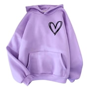 Women's Print Long Sleeved Sweatshirt Blouse Pullover Solid Color Hooded Sweatshirts Women Hoodie Long Hoodie for Women Hoodie for Woman Style Hoodies for Women Sweatshirt Hooded Pullover Sweatshirt