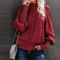 thumbnail image 2 of CEHVOM Femmes Uni Aguichant Uni Col Rond Décontracté Mi-Haut Tricot Torsadé Chandail Chandail Blouse, 2 of 6