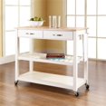 thumbnail image 2 of Crosley 2 Drawer Natural Wood Top Kitchen Cart in White, 2 of 9