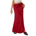 thumbnail image 3 of HVOBTTY Womens Summer Slim Comfortable Solid Color Elastic Waist Versatile Daily Outdoor Long Maxi Skirt Red, L, 3 of 5