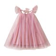 thumbnail image 2 of LOVZFMLL Jupe Princesse pour Filles d'Été à Manches Courtes, à Volants, Col Rond, en Dentelle Brodée, en Maille, avec Nœud, 2 of 8