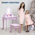 thumbnail image 4 of Kids Vanity with Lighted Mirror, Toddler Vanity Table and Chair Set, Girls Makeup Playset, Purple, 4 of 5
