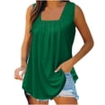 thumbnail image 1 of Timegard Camisoles pour Femmes à Encolure Carrée Plissée Sans Manches Confortables Chic Décontracté Tunique Haut Chemise Blouse, 1 of 7