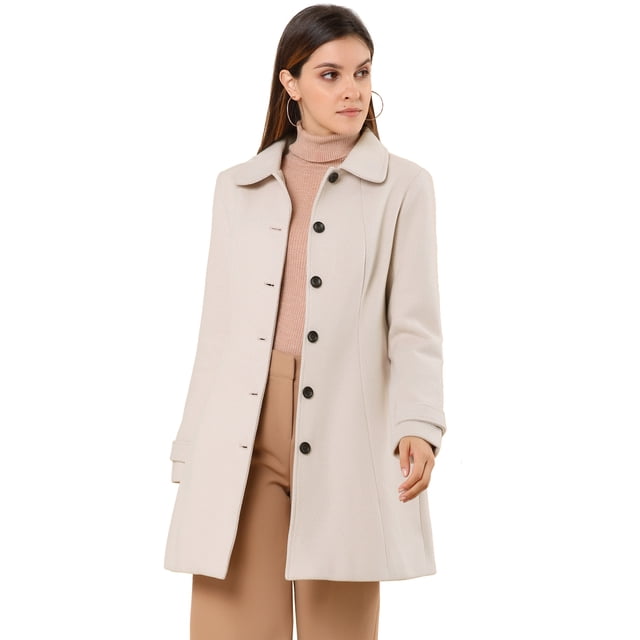 INSPIRE CHIC Manteau d'Hiver pour Femme à Col Peter Pan, à Simple Boutonnage