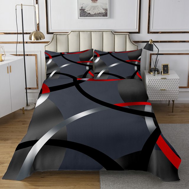 Erosebridal Abstract Ombre Coverlet Set Queen, Geometric Stripe Bedding Set, Adults, 3 Pieces