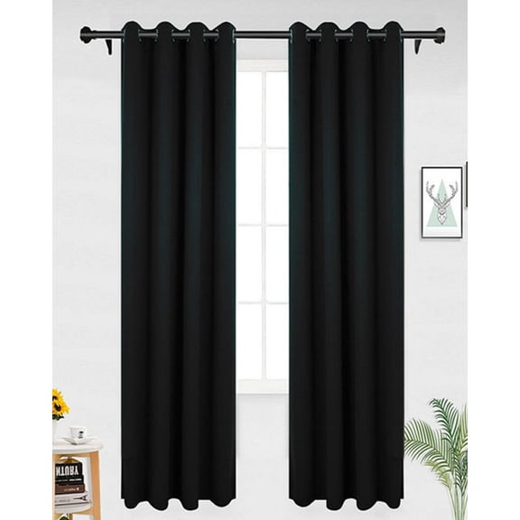 52" x 63" Solid Thermal Insulated Blackout Curtain Panel Darkening Window Curtains w/8 Grommets/Rings (1 Panel)