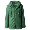 thumbnail image 3 of Womens Fuzzy Fleece Jackets 2023 Clearance Solid Zipper Sharpa Coat Fall Winter Warm Thick Hooded Jacket with Pockets, 3 of 6