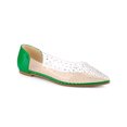 thumbnail image 1 of BLISSFUL STEP Ballerines pour Femmes à Bout Pointu en Strass Transparents Vert (Taille 7,5), 1 of 7
