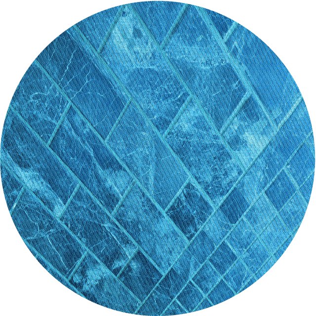 Ahgly Company Tapis d'Intérieur Ronds Transitionnels Bleus Lavables à la Machine, 7 Pieds Rond