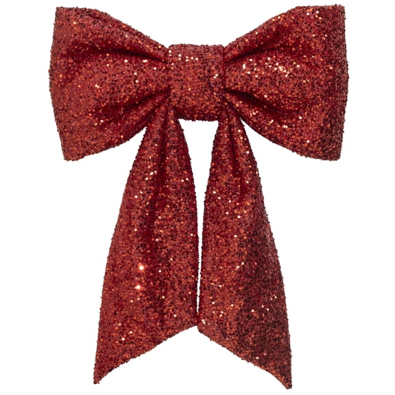 Nœud décoratif géant à paillettes rouges Holiday Time, 28 po