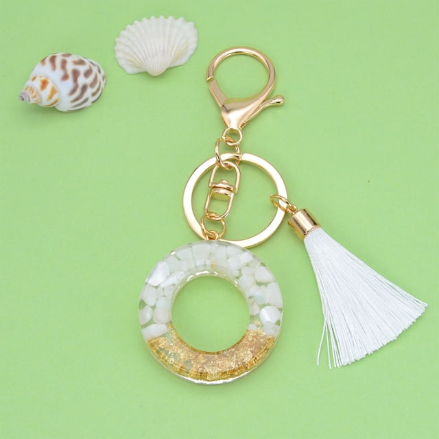 New White Tassel Letter Key Chain Crystal Drop Pendant Fashionable Bag Key Chain