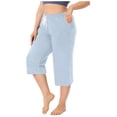thumbnail image 1 of JIUKE Capri Pants for Women Elastic Waisted Drawstring Summer Lounge Cropped Sweatpants with Pockets, 1 of 7