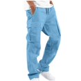 thumbnail image 1 of Men‘s Elastic Waist Loose Fit Lightweight Workwear Casual Cargo Pull On Pants With Multi Pockets, 1 of 4