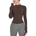 thumbnail image 1 of ORUYROP Veste de Course Légère Extensible pour Femmes avec Fermeture Éclair Complète et Trous pour les Pouces, 1 of 6