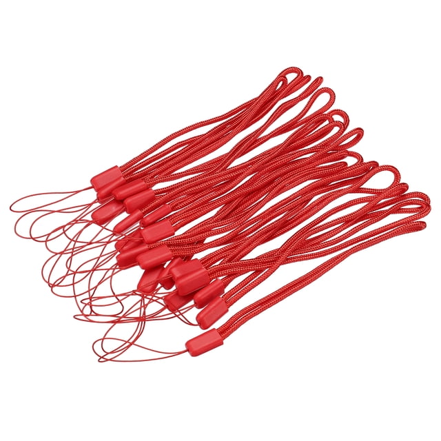 Unique Bargains 18cm Portable Item Nylon Cord Lanyards Hand Wrist Strap String Red 20 Pack