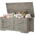 thumbnail image 3 of BeesClover Storage Chest, Storage Bench with Safety Hinge, Wooden Storage Trunk, Flip Top Blanket Storage Chest Trunks, Bench Storage for Entryway, Living Room, Bedroom, 3 of 10