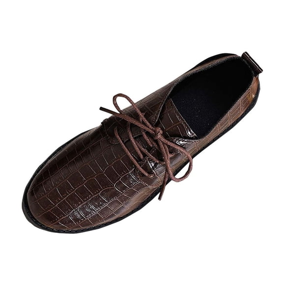 Wensltd Black Leather Shoes for Women Comfortable Business Office Dress Mid Heel Loafer Shoes