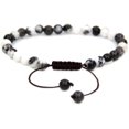 thumbnail image 1 of Natural Zebra Jasper Gemstone 6mm Round Beads Adjustable Bracelet 7" Unisex, 1 of 3