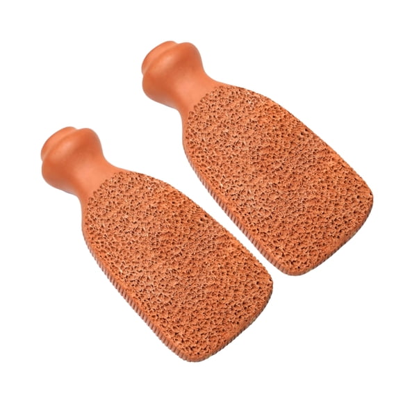 QUBA LINEN Pierre Ponce pour Pieds - Gommage des Pieds en Terre Cuite Double Face, Pierre d'Argile Exfoliante Professionnelle pour Pieds Mains Soins du Corps - Pierre Ponce pour Pieds Éliminateur de Callosités, Marron (Lot de 2)
